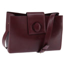 Cartier Shoulder Bag Leather Bordeaux Silver Auth BA6471-1