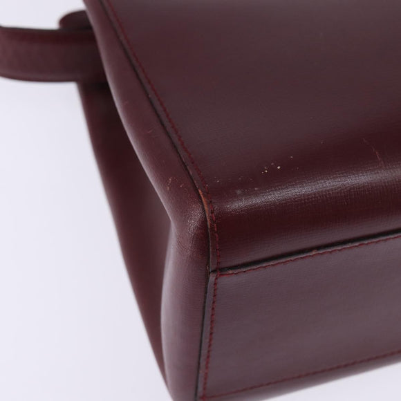 Cartier Shoulder Bag Leather Bordeaux Silver Auth BA6471