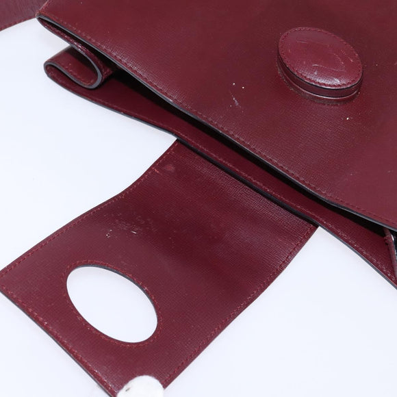 Cartier Shoulder Bag Leather Bordeaux Silver Auth BA6471