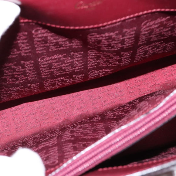 Cartier Shoulder Bag Leather Bordeaux Silver Auth BA6471