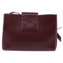 Cartier Shoulder Bag Leather Bordeaux Silver Auth BA6471-2