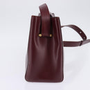 Cartier Shoulder Bag Leather Bordeaux Silver Auth BA6471-3