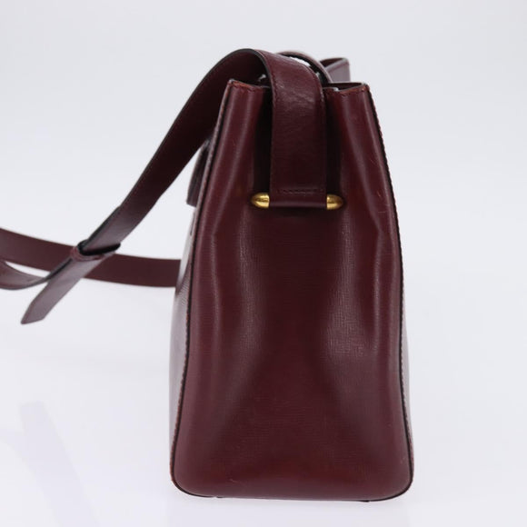 Cartier Shoulder Bag Leather Bordeaux Silver Auth BA6471