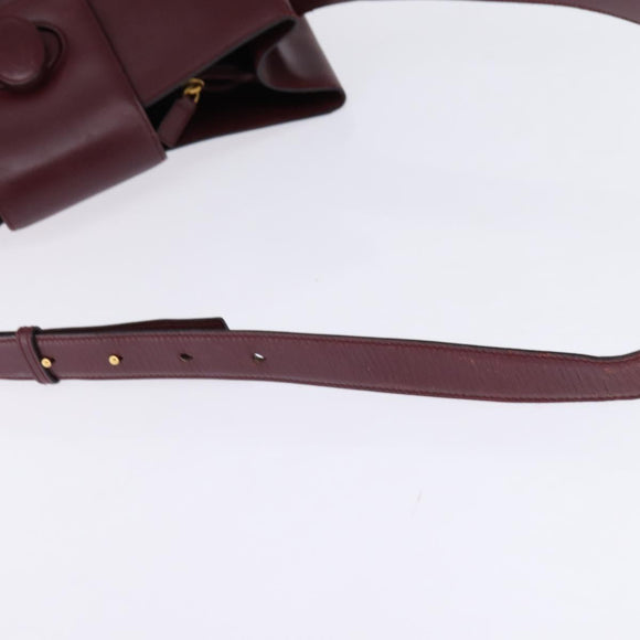 Cartier Shoulder Bag Leather Bordeaux Silver Auth BA6471