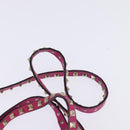 VALENTINO Studs Hand Bag Leather 2way Pink Gold Auth BA6473-9