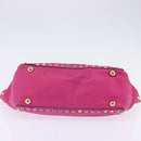 VALENTINO Studs Hand Bag Leather 2way Pink Gold Auth BA6473-5