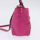 VALENTINO Studs Hand Bag Leather 2way Pink Gold Auth BA6473-3