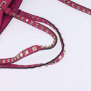 VALENTINO Studs Hand Bag Leather 2way Pink Gold Auth BA6473-7