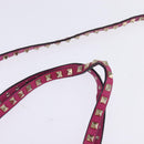 VALENTINO Studs Hand Bag Leather 2way Pink Gold Auth BA6473-14