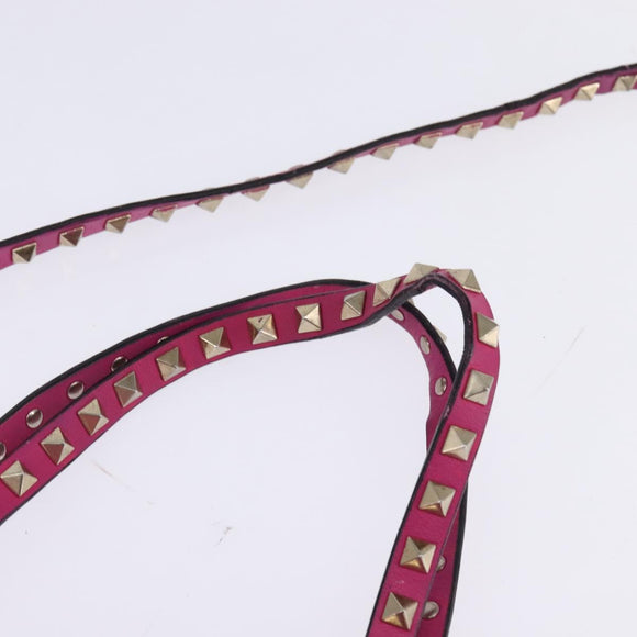 VALENTINO Studs Hand Bag Leather 2way Pink Gold Auth BA6473