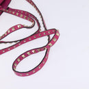 VALENTINO Studs Hand Bag Leather 2way Pink Gold Auth BA6473-8