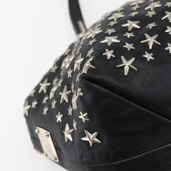 Jimmy Choo Studs Tote Bag Leather Black Silver Auth BA6474