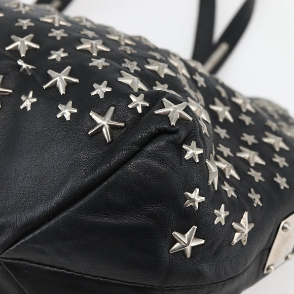 Jimmy Choo Studs Tote Bag Leather Black Silver Auth BA6474