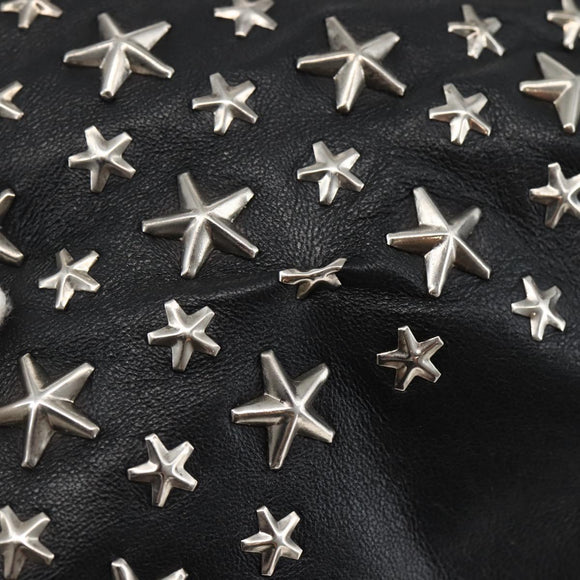 Jimmy Choo Studs Tote Bag Leather Black Silver Auth BA6474