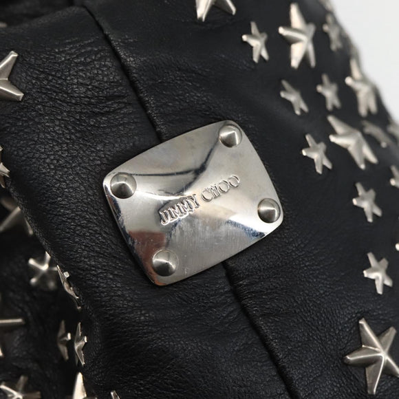 Jimmy Choo Studs Tote Bag Leather Black Silver Auth BA6474