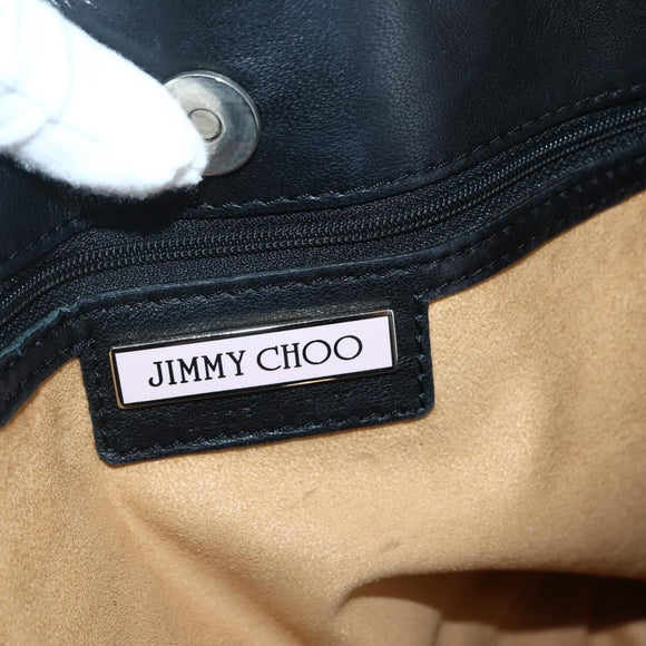 Jimmy Choo Studs Tote Bag Leather Black Silver Auth BA6474