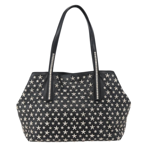 Jimmy Choo Studs Tote Bag Leather Black Silver Auth BA6474