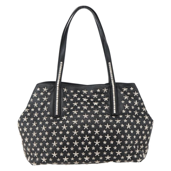 Jimmy Choo Studs Tote Bag Leather Black Silver Auth BA6474