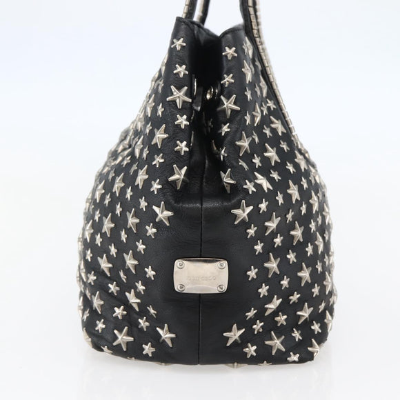 Jimmy Choo Studs Tote Bag Leather Black Silver Auth BA6474