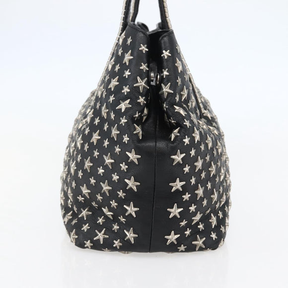 Jimmy Choo Studs Tote Bag Leather Black Silver Auth BA6474