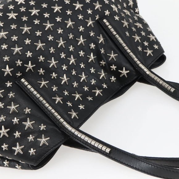 Jimmy Choo Studs Tote Bag Leather Black Silver Auth BA6474