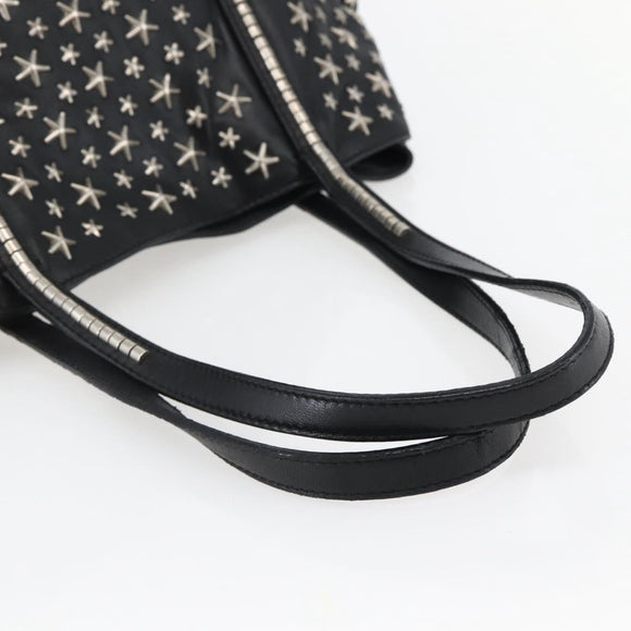 Jimmy Choo Studs Tote Bag Leather Black Silver Auth BA6474