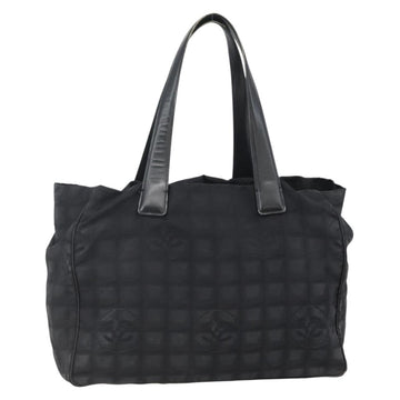 CHANEL New Travel Line Tote Bag Nylon Black Gold CC Auth BA6475