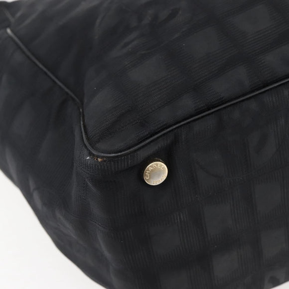CHANEL New Travel Line Tote Bag Nylon Black Gold CC Auth BA6475