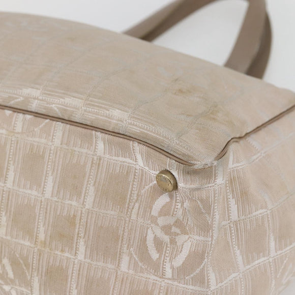 CHANEL New Travel Line Tote Bag Nylon Pink Gold CC Auth BA6476