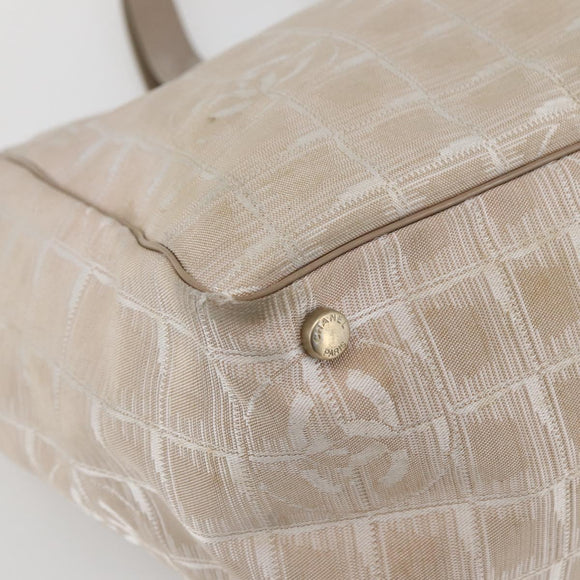 CHANEL New Travel Line Tote Bag Nylon Pink Gold CC Auth BA6476