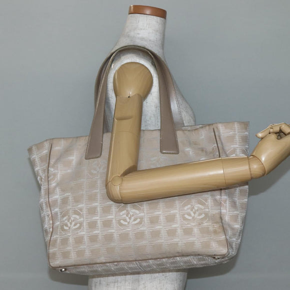 CHANEL New Travel Line Tote Bag Nylon Pink Gold CC Auth BA6476