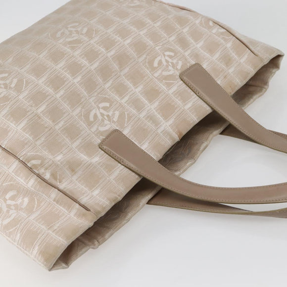 CHANEL New Travel Line Tote Bag Nylon Pink Gold CC Auth BA6476