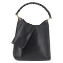 GUCCI Bamboo Shoulder Bag Leather Black Gold 001 1013 1881 Auth BA6477-1
