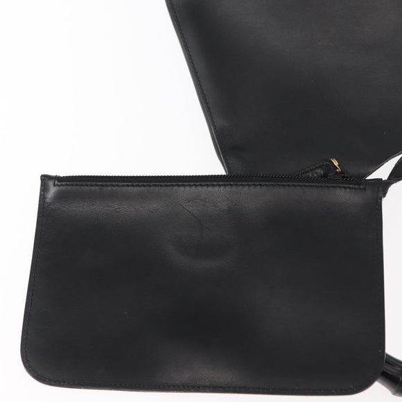 GUCCI Bamboo Shoulder Bag Leather Black Gold 001 1013 1881 Auth BA6477