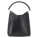 GUCCI Bamboo Shoulder Bag Leather Black Gold 001 1013 1881 Auth BA6477-13