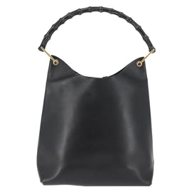 GUCCI Bamboo Shoulder Bag Leather Black Gold 001 1013 1881 Auth BA6477 - 0