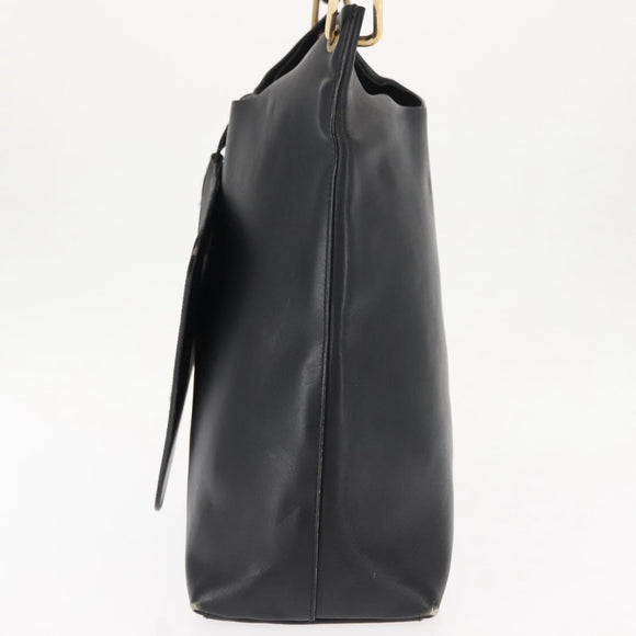 GUCCI Bamboo Shoulder Bag Leather Black Gold 001 1013 1881 Auth BA6477