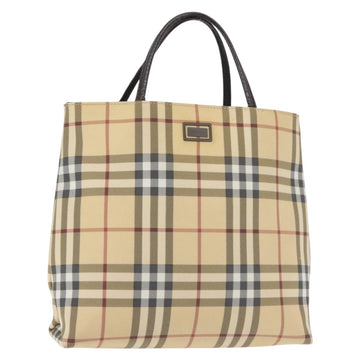 BURBERRY Nova Check Tote Bag PVC Beige Auth BA6478