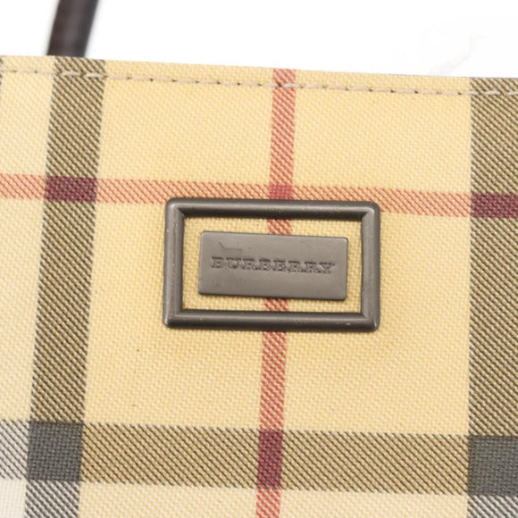 BURBERRY Nova Check Tote Bag PVC Beige Auth BA6478