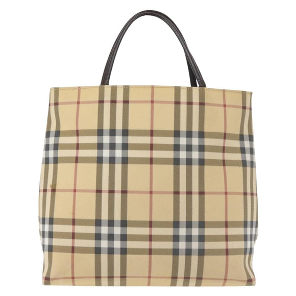 BURBERRY Nova Check Tote Bag PVC Beige Auth BA6478