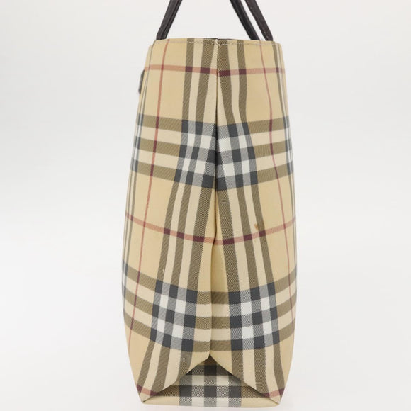 BURBERRY Nova Check Tote Bag PVC Beige Auth BA6478