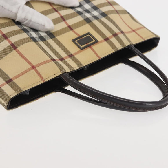 BURBERRY Nova Check Tote Bag PVC Beige Auth BA6478