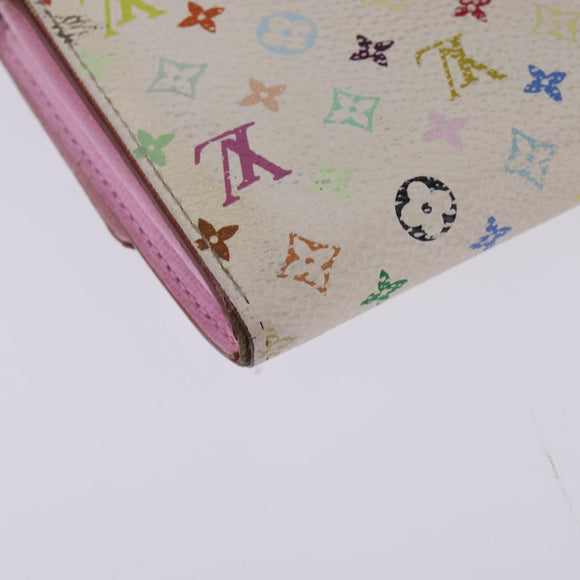 LOUIS VUITTON Multicolor Portefeuille Sarah Wallet White M93532 LV Auth BA6480