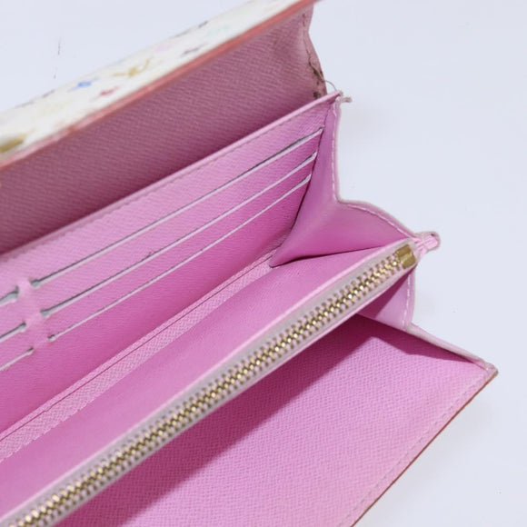 LOUIS VUITTON Multicolor Portefeuille Sarah Wallet White M93532 LV Auth BA6480