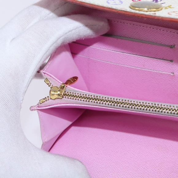 LOUIS VUITTON Multicolor Portefeuille Sarah Wallet White M93532 LV Auth BA6480