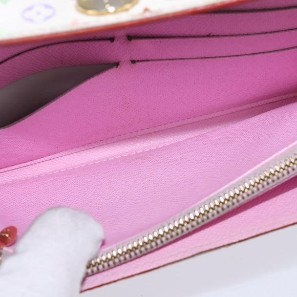 LOUIS VUITTON Multicolor Portefeuille Sarah Wallet White M93532 LV Auth BA6480