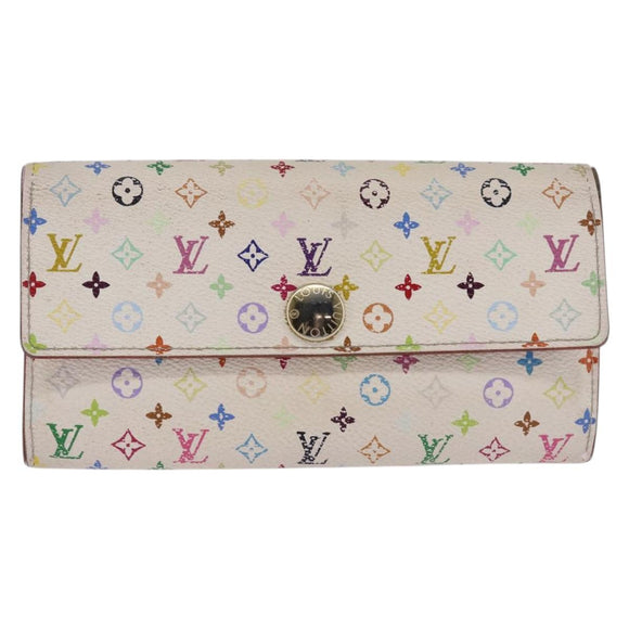 LOUIS VUITTON Multicolor Portefeuille Sarah Wallet White M93532 LV Auth BA6480
