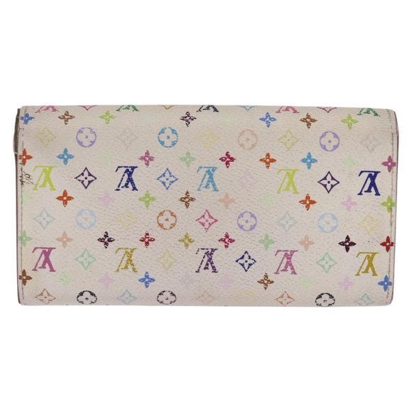 LOUIS VUITTON Multicolor Portefeuille Sarah Wallet White M93532 LV Auth BA6480