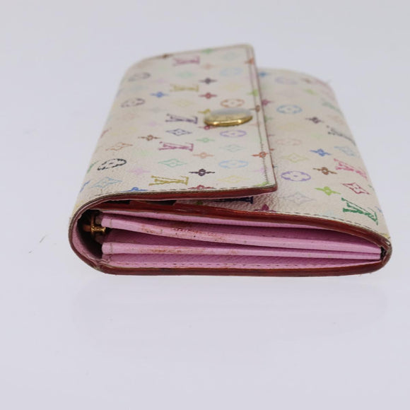 LOUIS VUITTON Multicolor Portefeuille Sarah Wallet White M93532 LV Auth BA6480