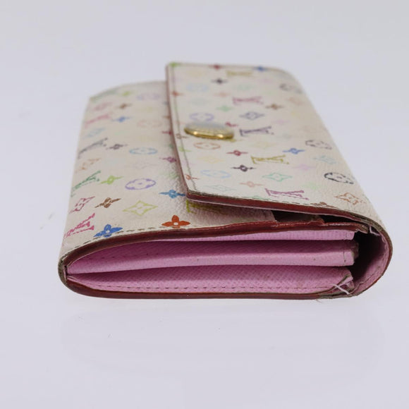 LOUIS VUITTON Multicolor Portefeuille Sarah Wallet White M93532 LV Auth BA6480